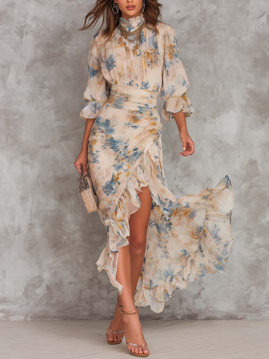 Cassia | Floral Chiffon Maxi Dress