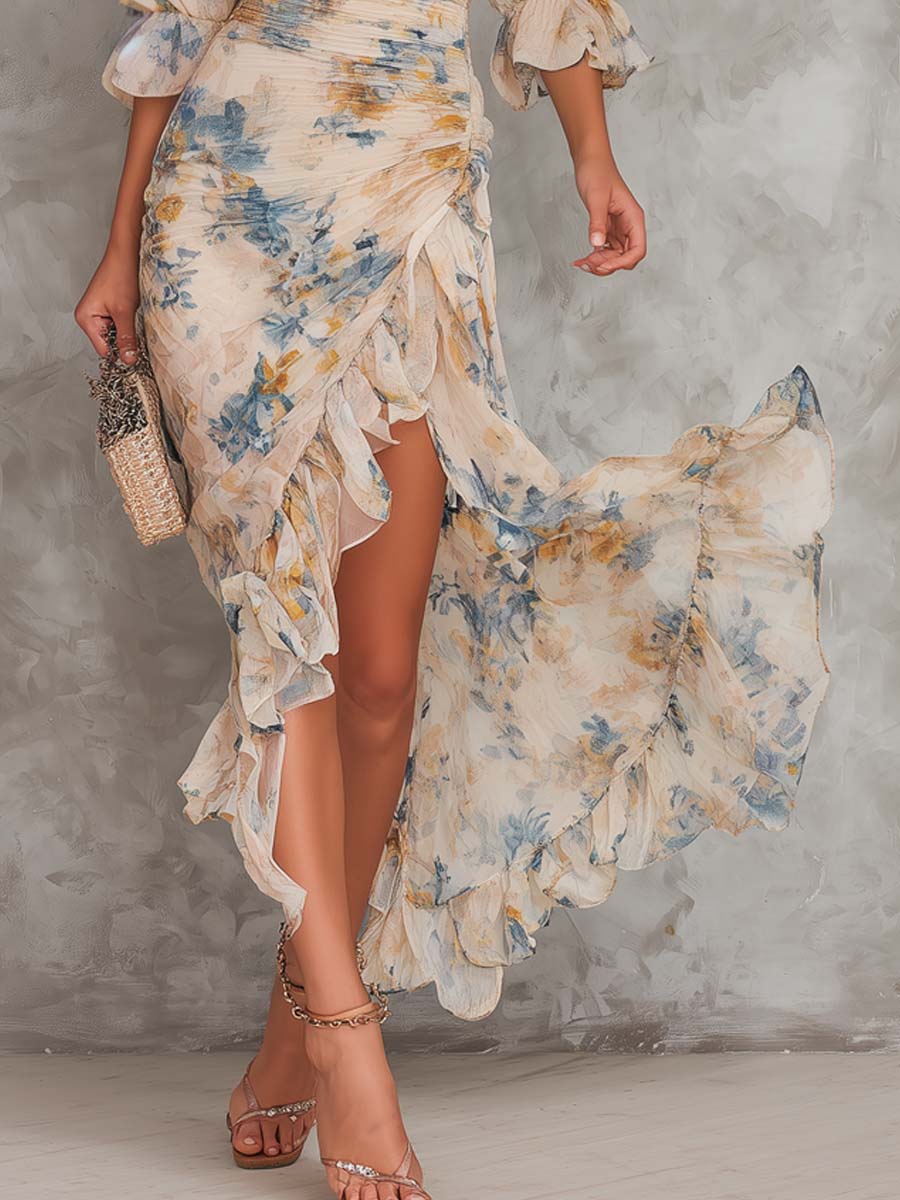 Cassia | Floral Chiffon Maxi Dress