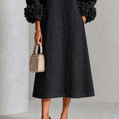 Danica floral-cuff midi dress, Black