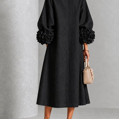 Danica floral-cuff midi dress, Black