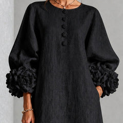 Danica floral-cuff midi dress, Black