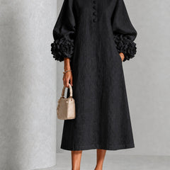 Danica floral-cuff midi dress, Black