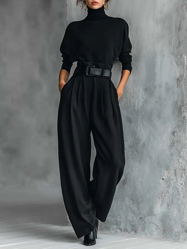 Fiona | Turtleneck Sweater and Straight-Leg Pants Two-Piece Set
