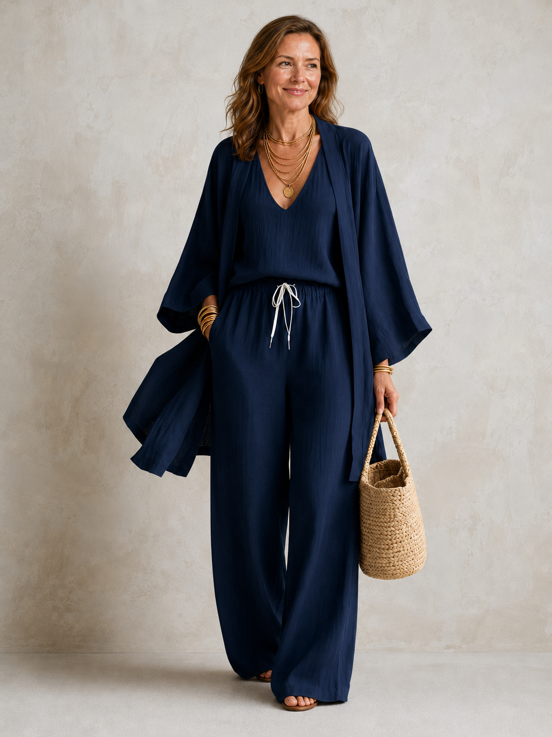 Elena | Three-Piece Linen-Look Set for Women