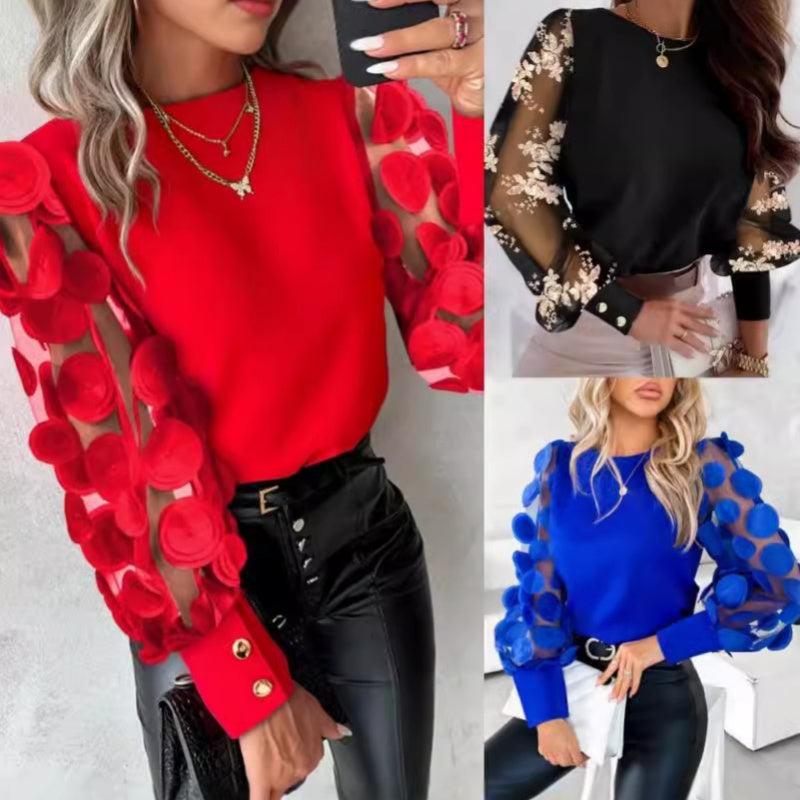 Elise | Glamorous Mesh Sleeve Top