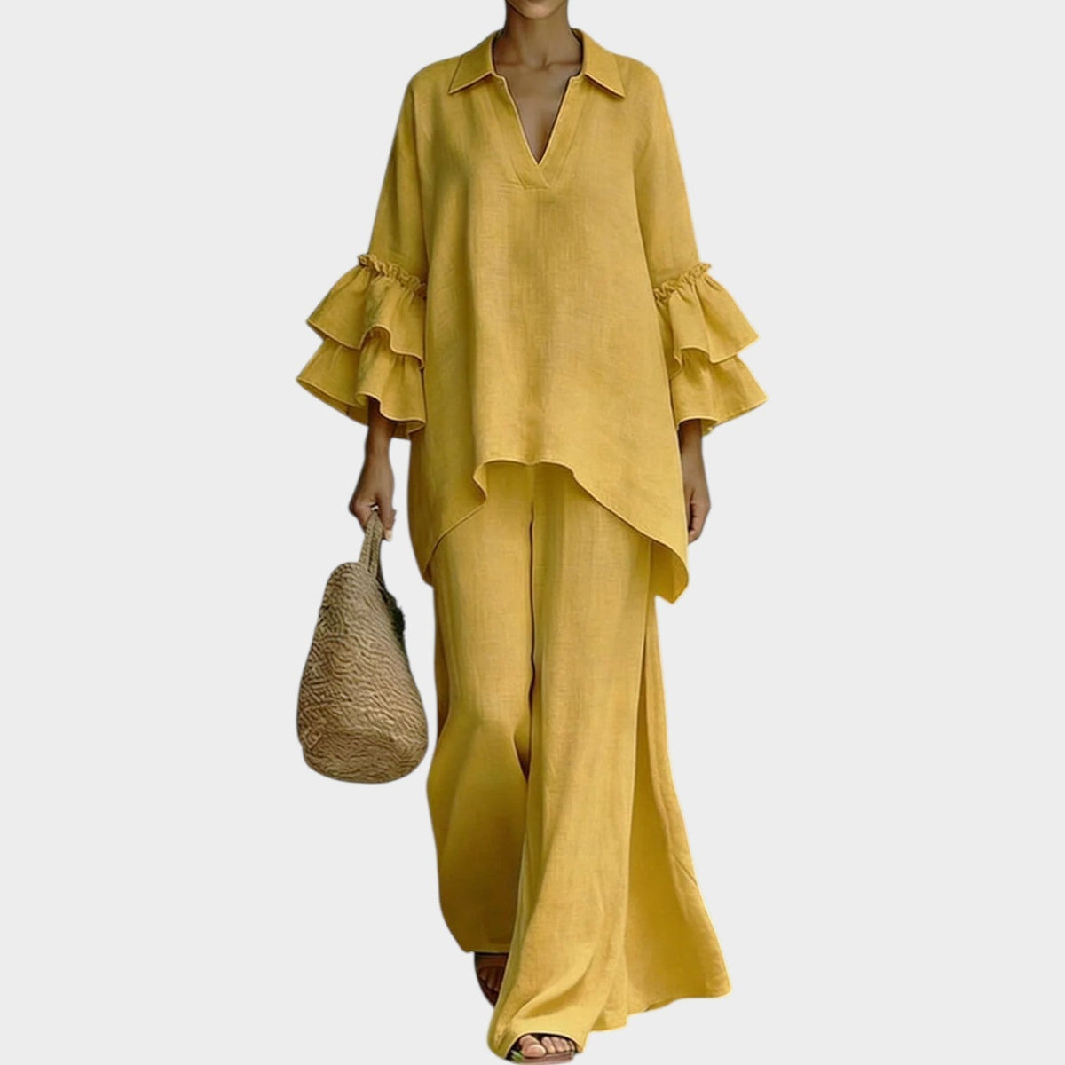 Ariela | Oversized Top and Wide-Leg Pants Two-Piece Set