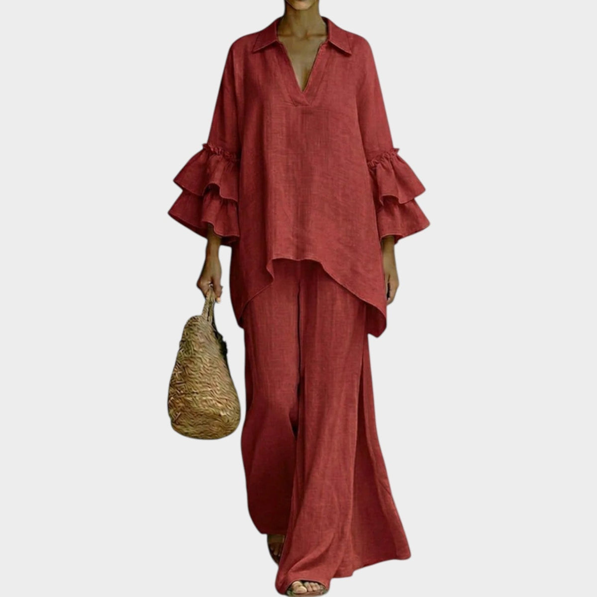 Ariela | Oversized Top and Wide-Leg Pants Two-Piece Set