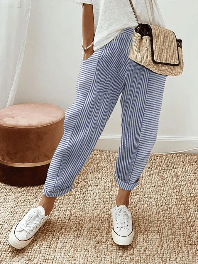 Kristin | Striped Retro High-Waist Pants