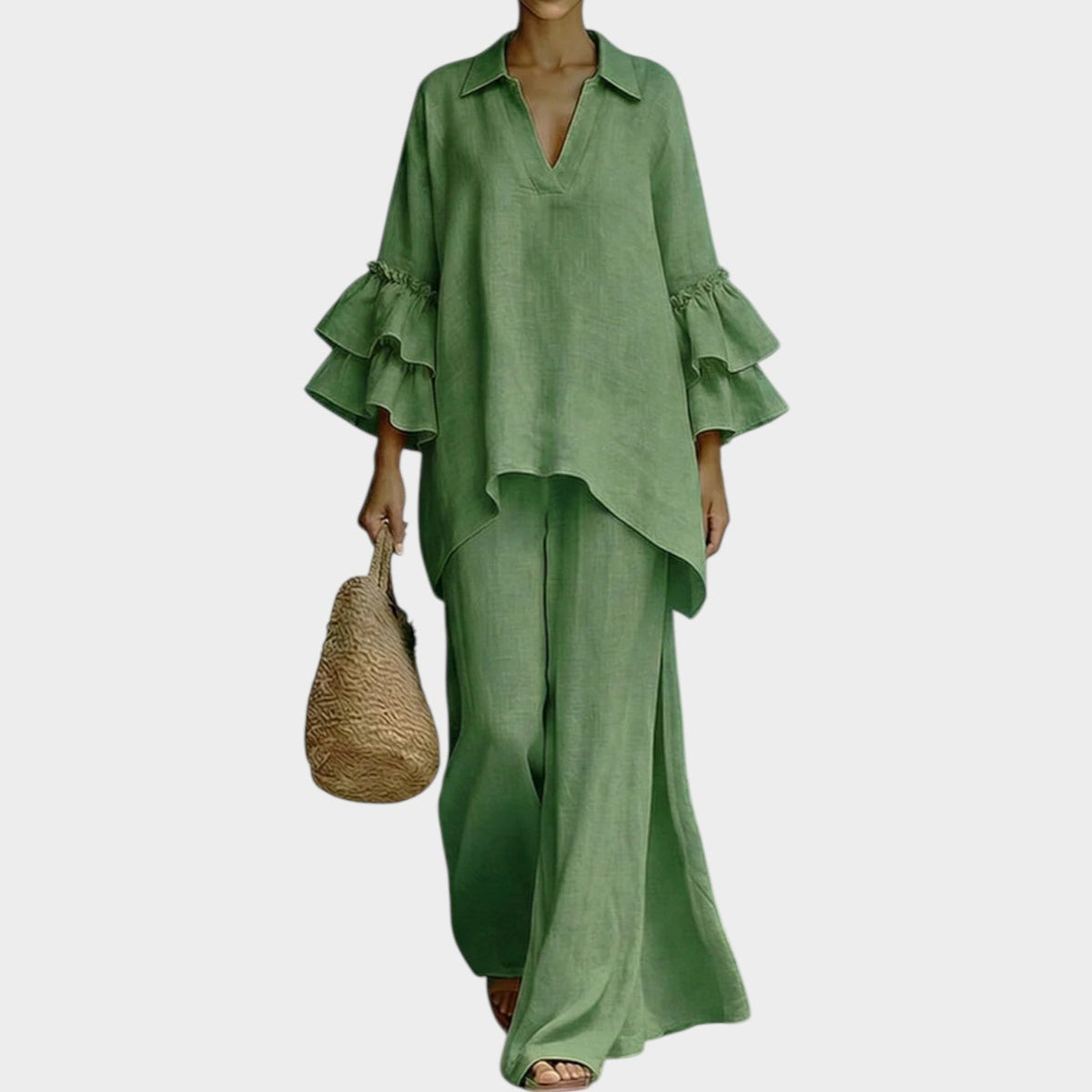 Ariela | Oversized Top and Wide-Leg Pants Two-Piece Set