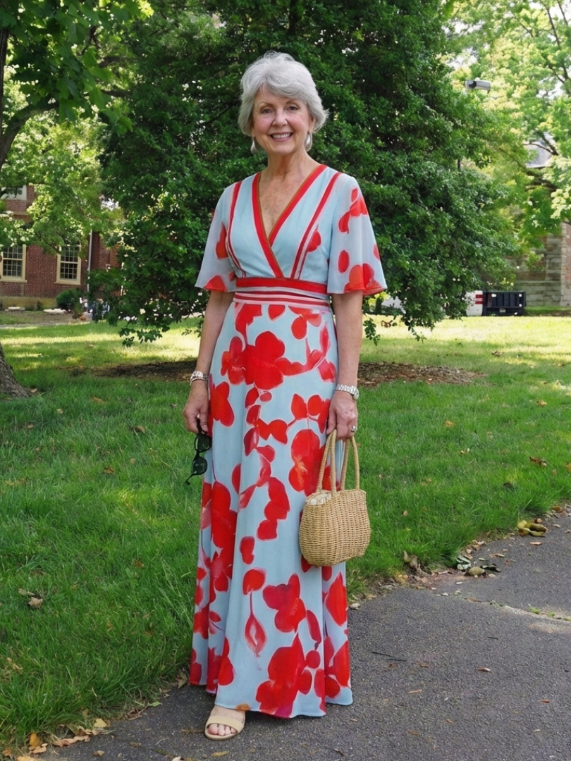 Florence | V-Neck Short Sleeve Floral Maxi Dress