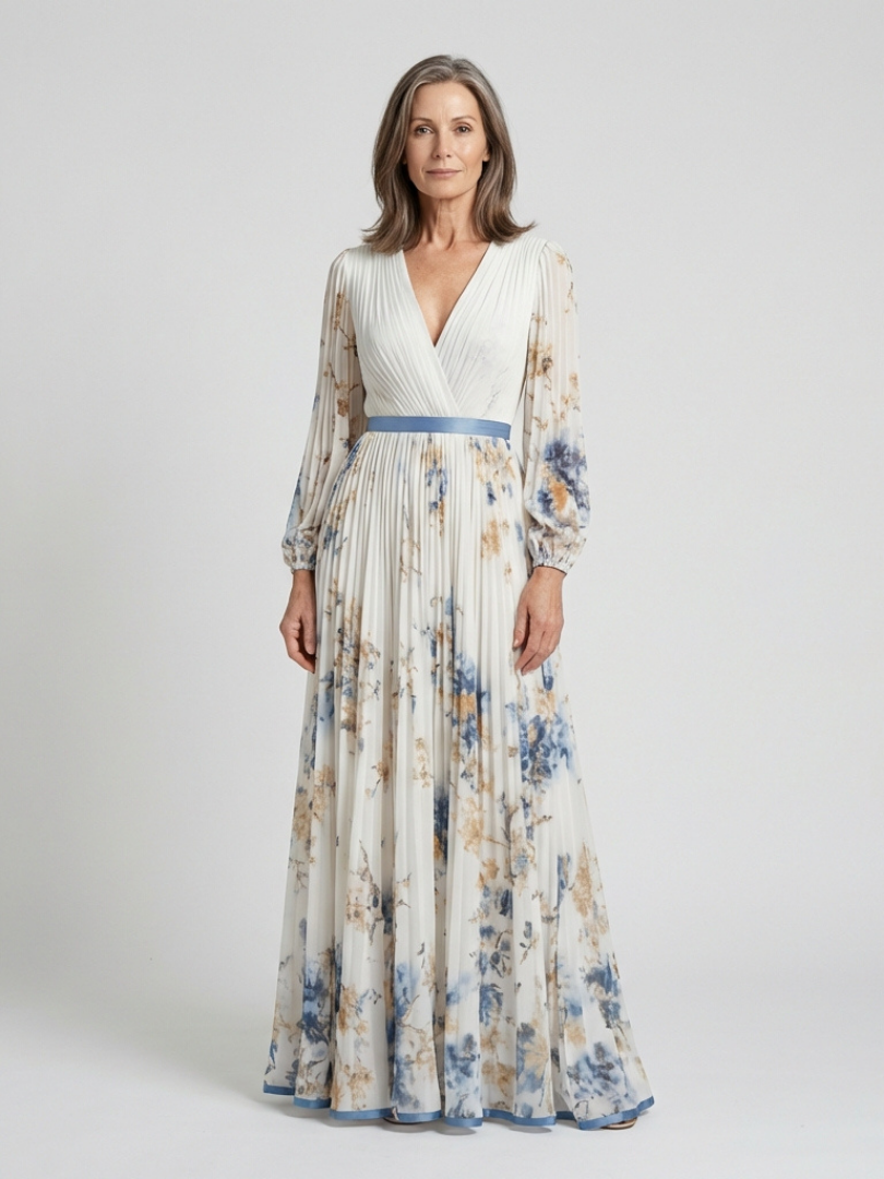 Freya | Long Sleeve V-Neck Floral Maxi Dress