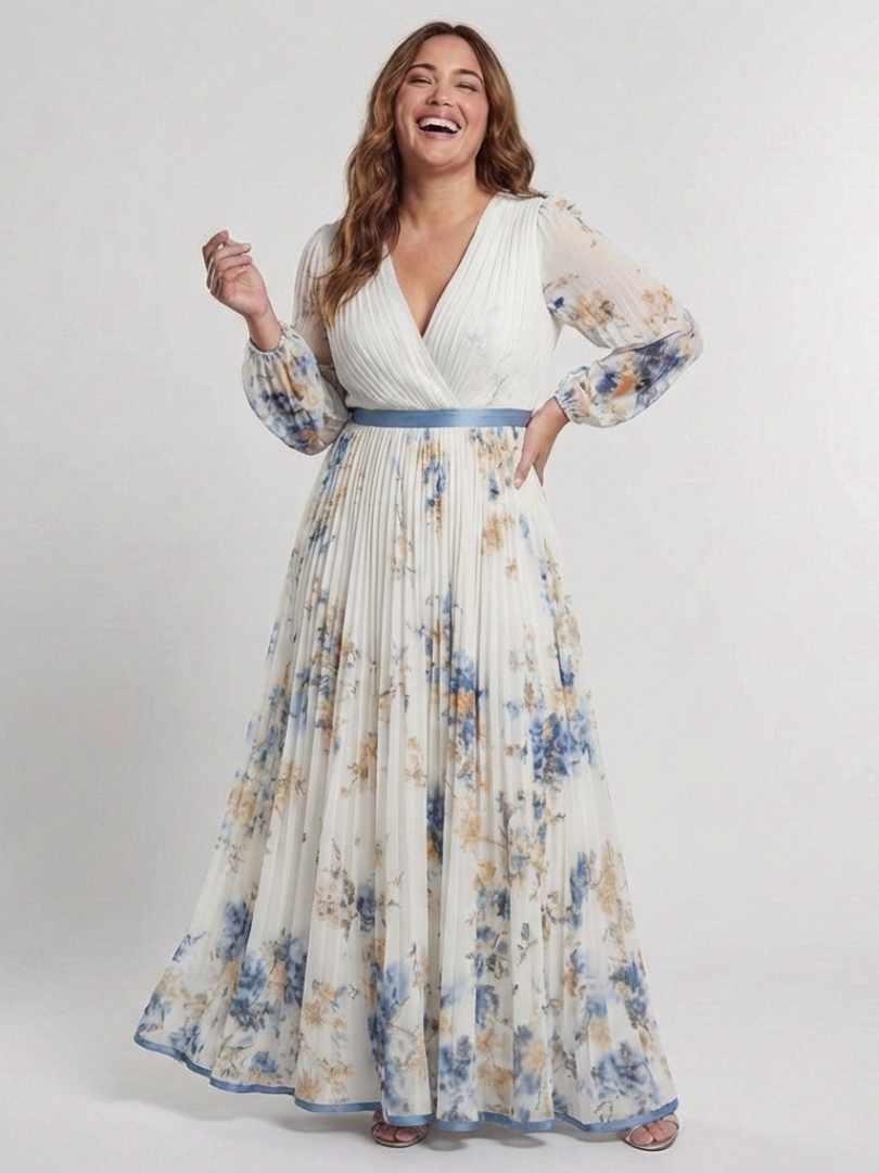 Freya | Long Sleeve V-Neck Floral Maxi Dress