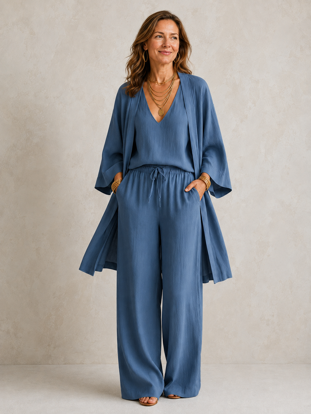 Elena | Three-Piece Linen-Look Set for Women