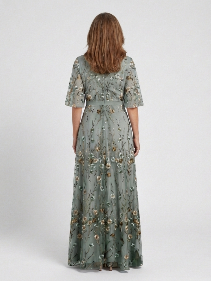 Lila | Floral V-Neck Short Sleeve Maxi Dress