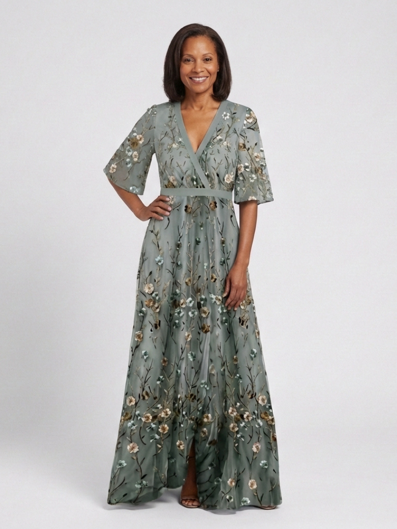 Lila | Floral V-Neck Short Sleeve Maxi Dress