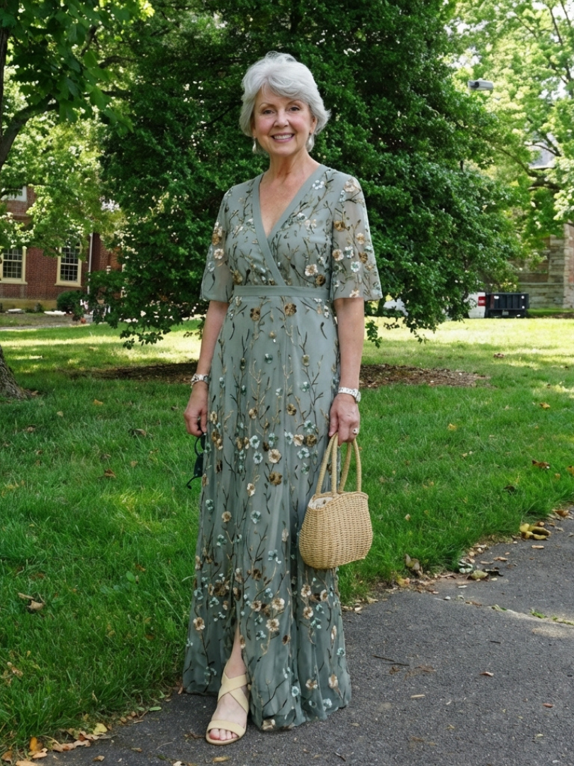 Lila | Floral V-Neck Short Sleeve Maxi Dress