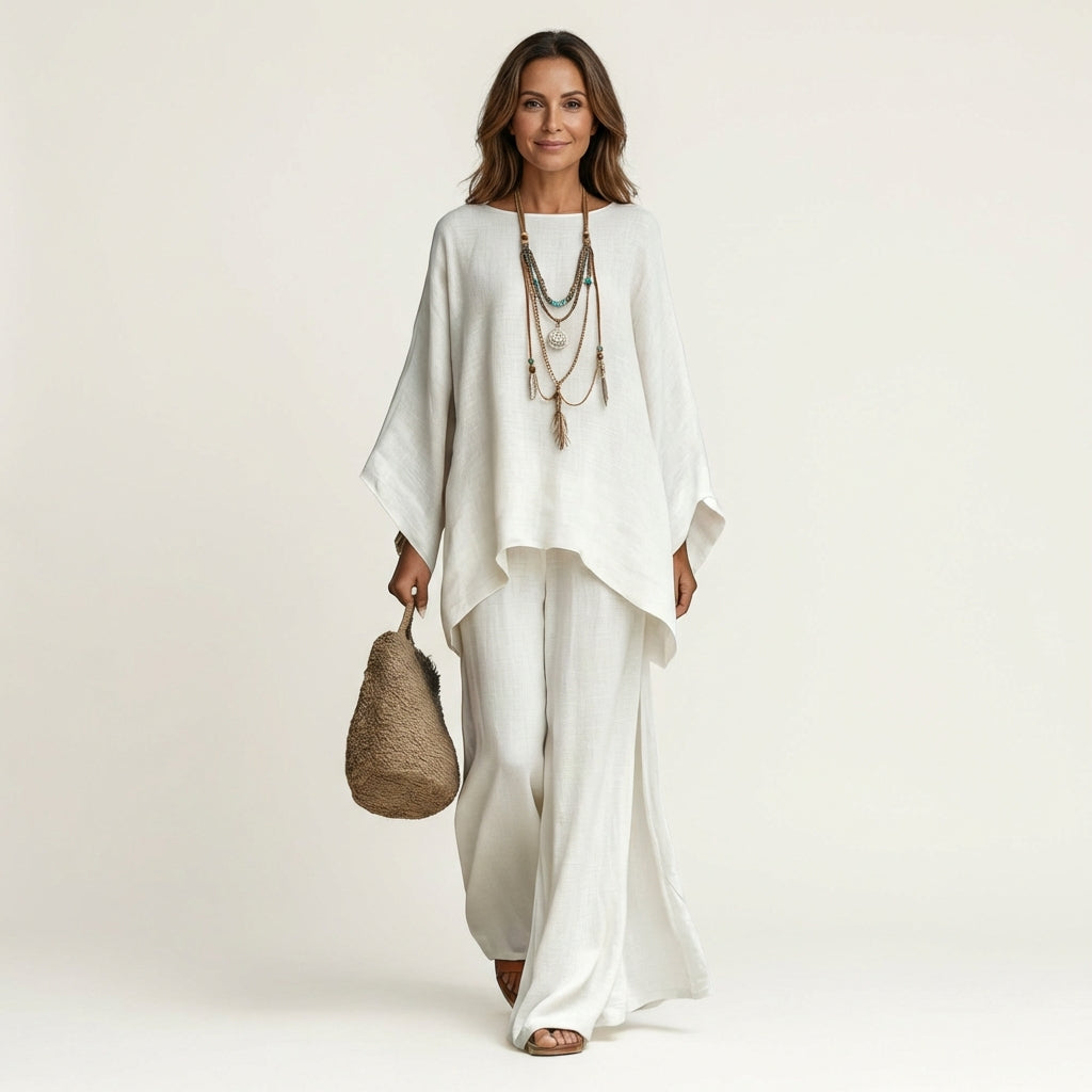 Majolie | Linen-Blend Boho Two-Piece Set