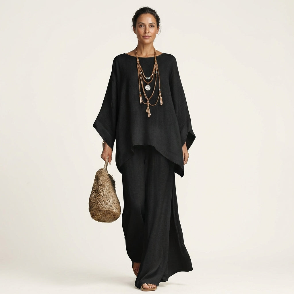 Majolie | Linen-Blend Boho Two-Piece Set