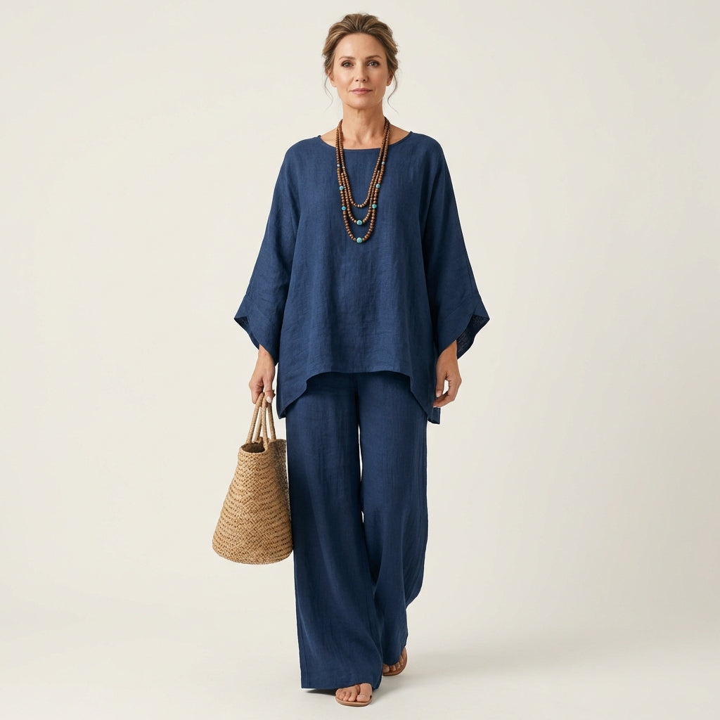 Majolie | Linen-Blend Boho Two-Piece Set