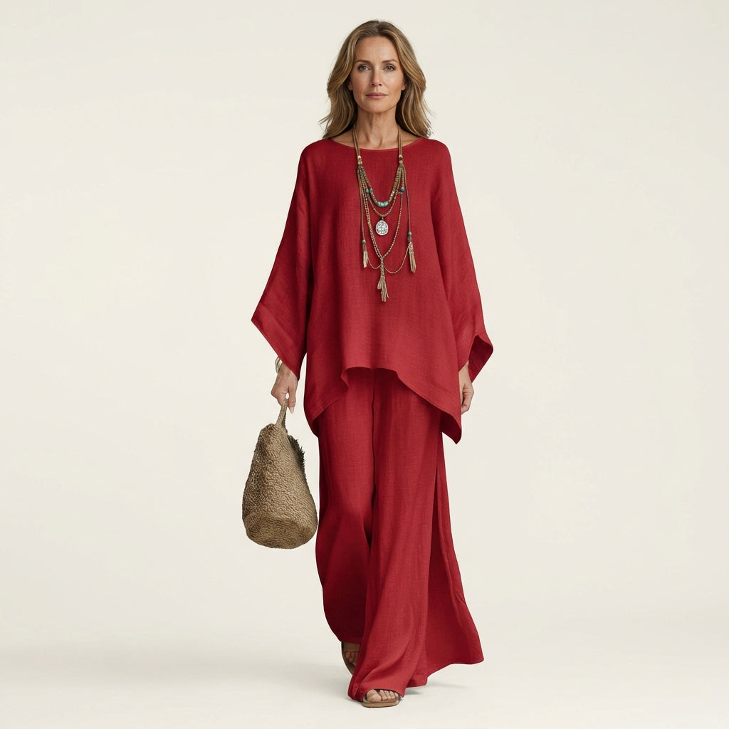 Majolie | Linen-Blend Boho Two-Piece Set