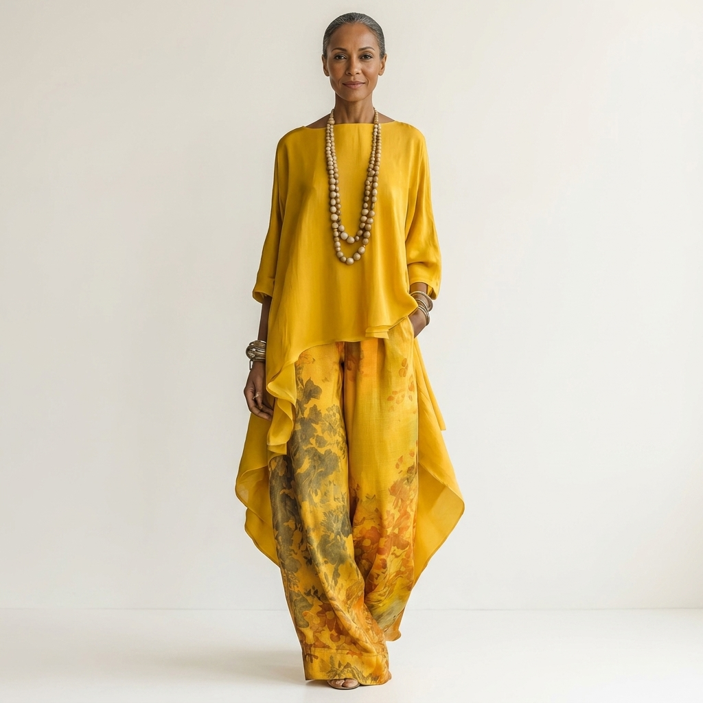 Cariola | Cotton-Silk Asymmetric Tunic Two-Piece Set