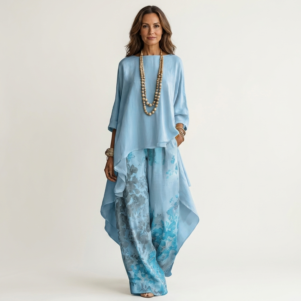 Cariola | Cotton-Silk Asymmetric Tunic Two-Piece Set