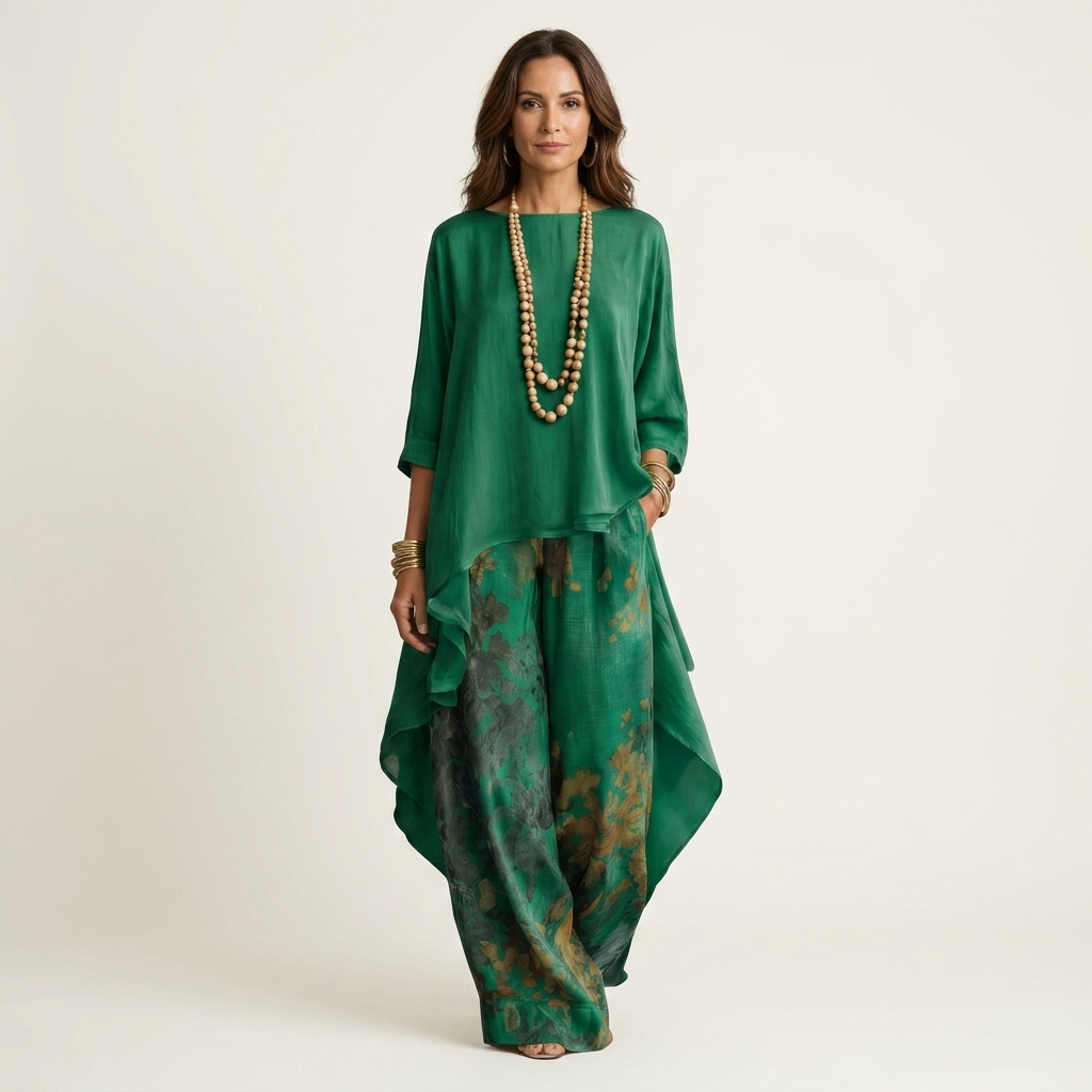Cariola | Cotton-Silk Asymmetric Tunic Two-Piece Set