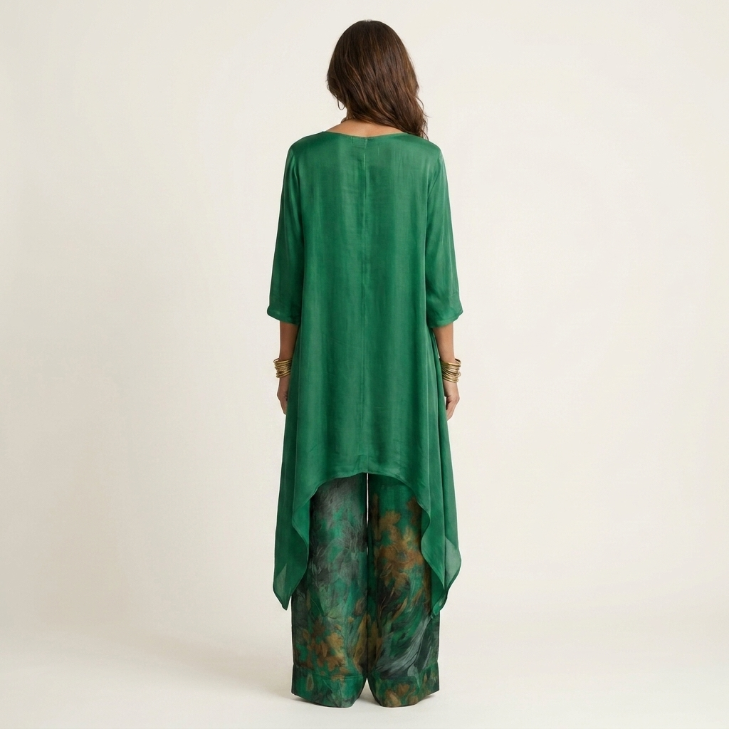 Cariola | Cotton-Silk Asymmetric Tunic Two-Piece Set
