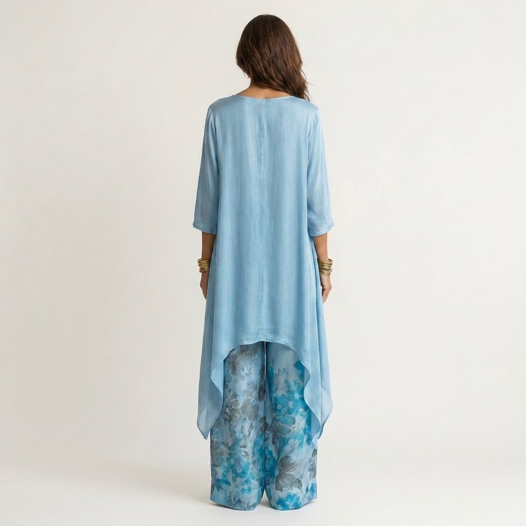 Cariola | Cotton-Silk Asymmetric Tunic Two-Piece Set