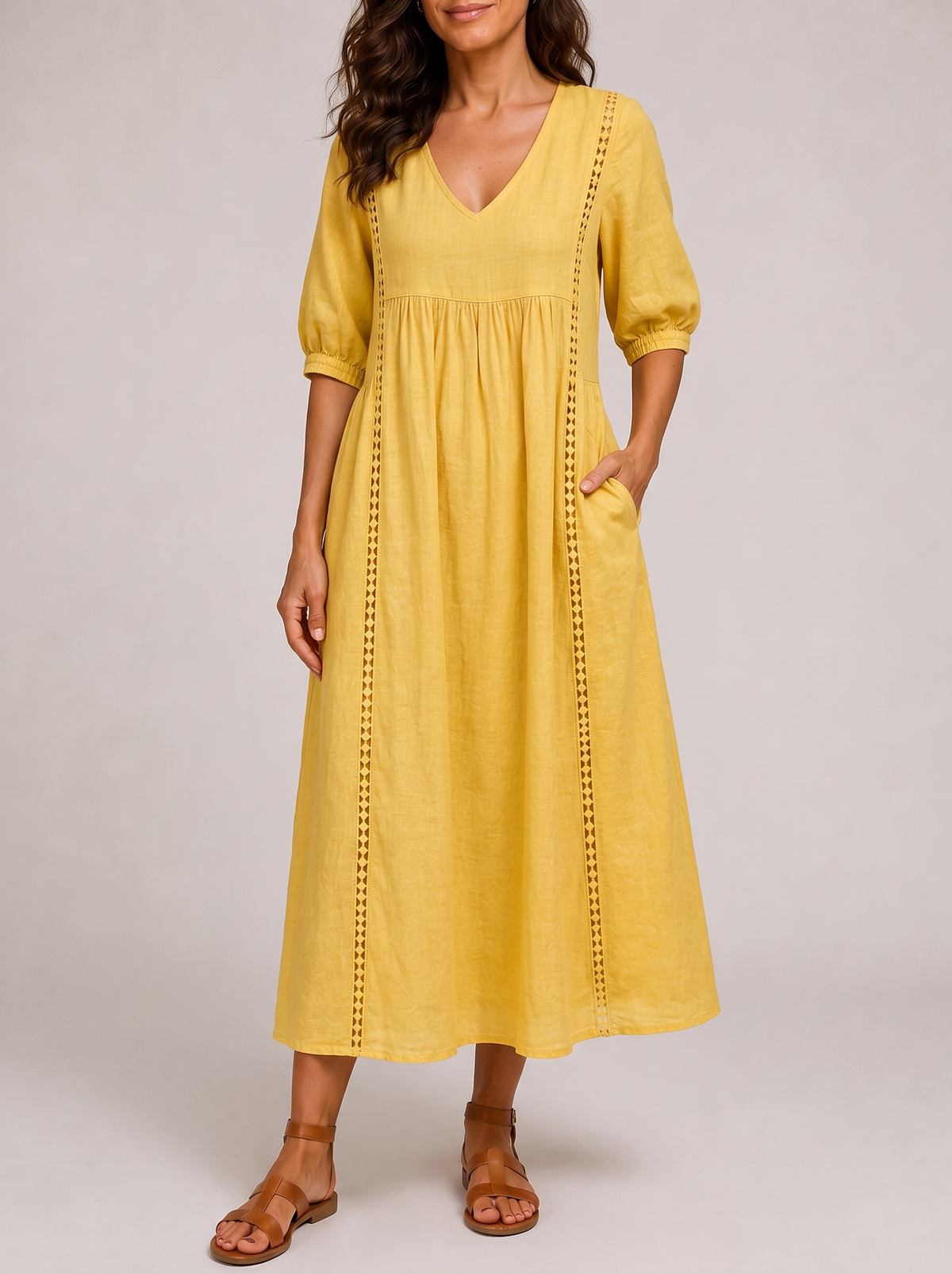 Raffaella Abito Midi Estivo Giallo
