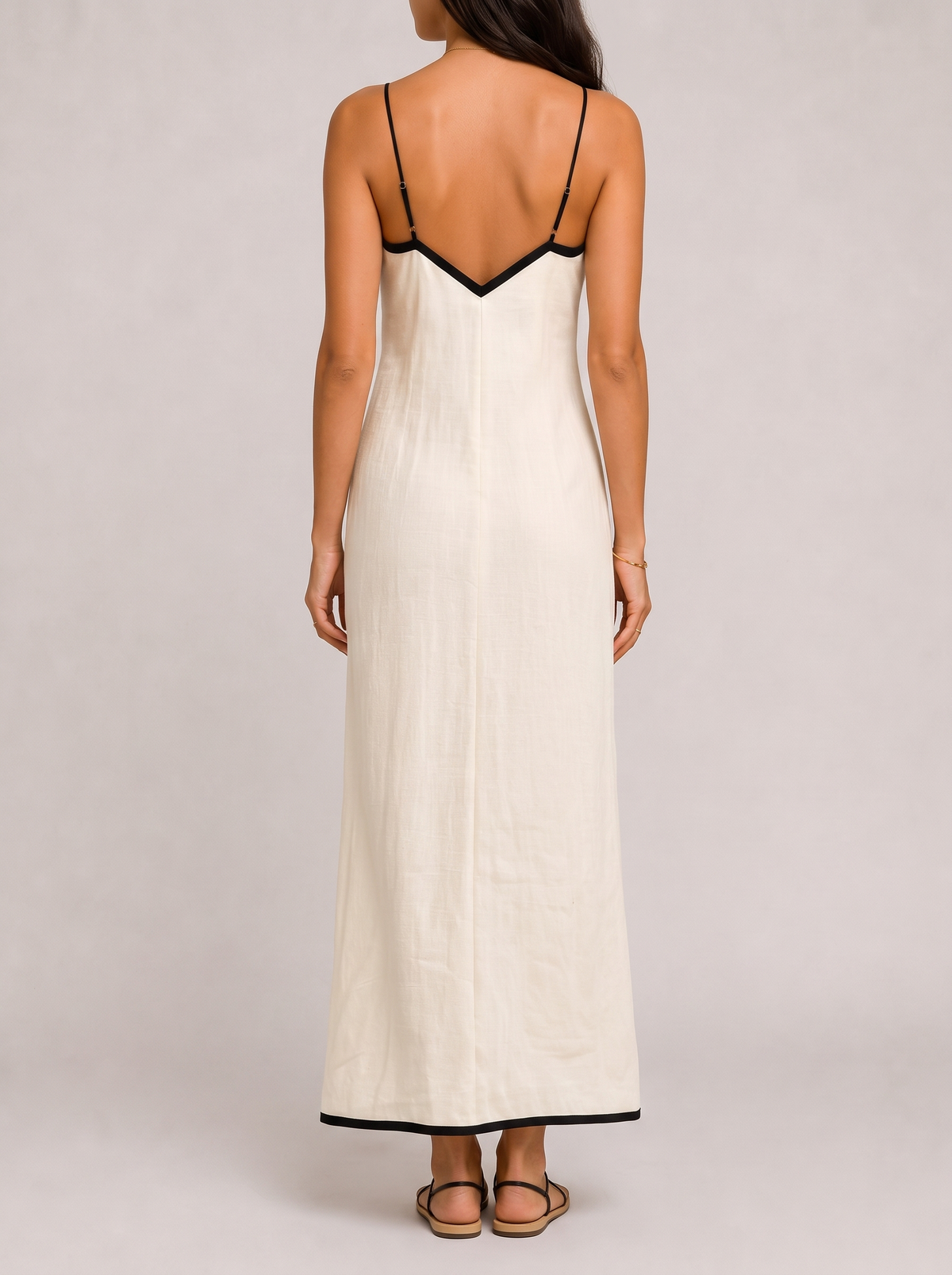 Simona Abito Slip Lino Chevron Beige - back