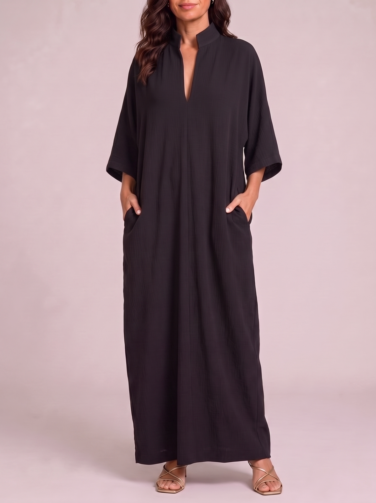 Federica Abito Maxi Kimono Nero