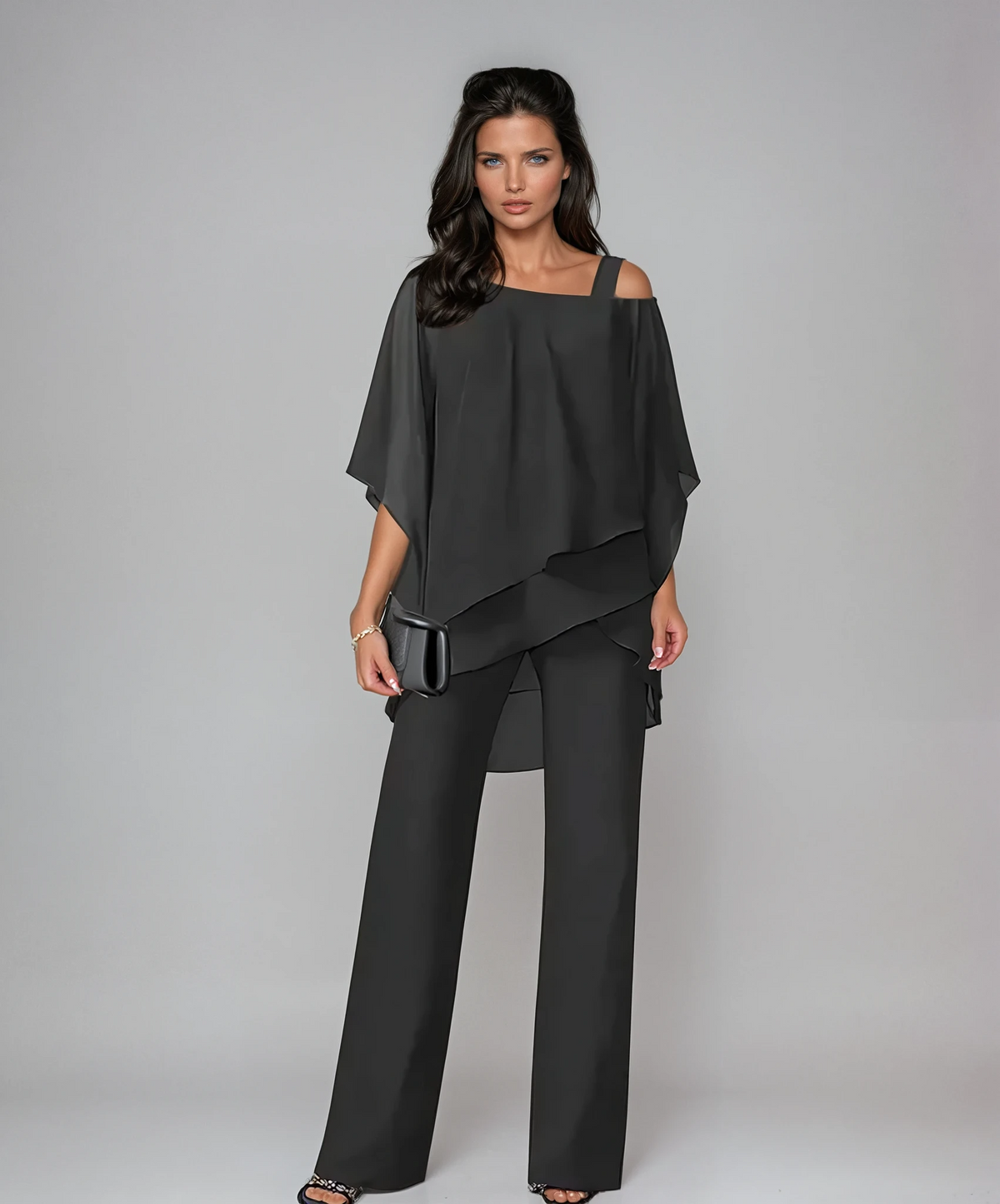 Cenna | Layered Top and Wide-Leg Pants Two-Piece Set
