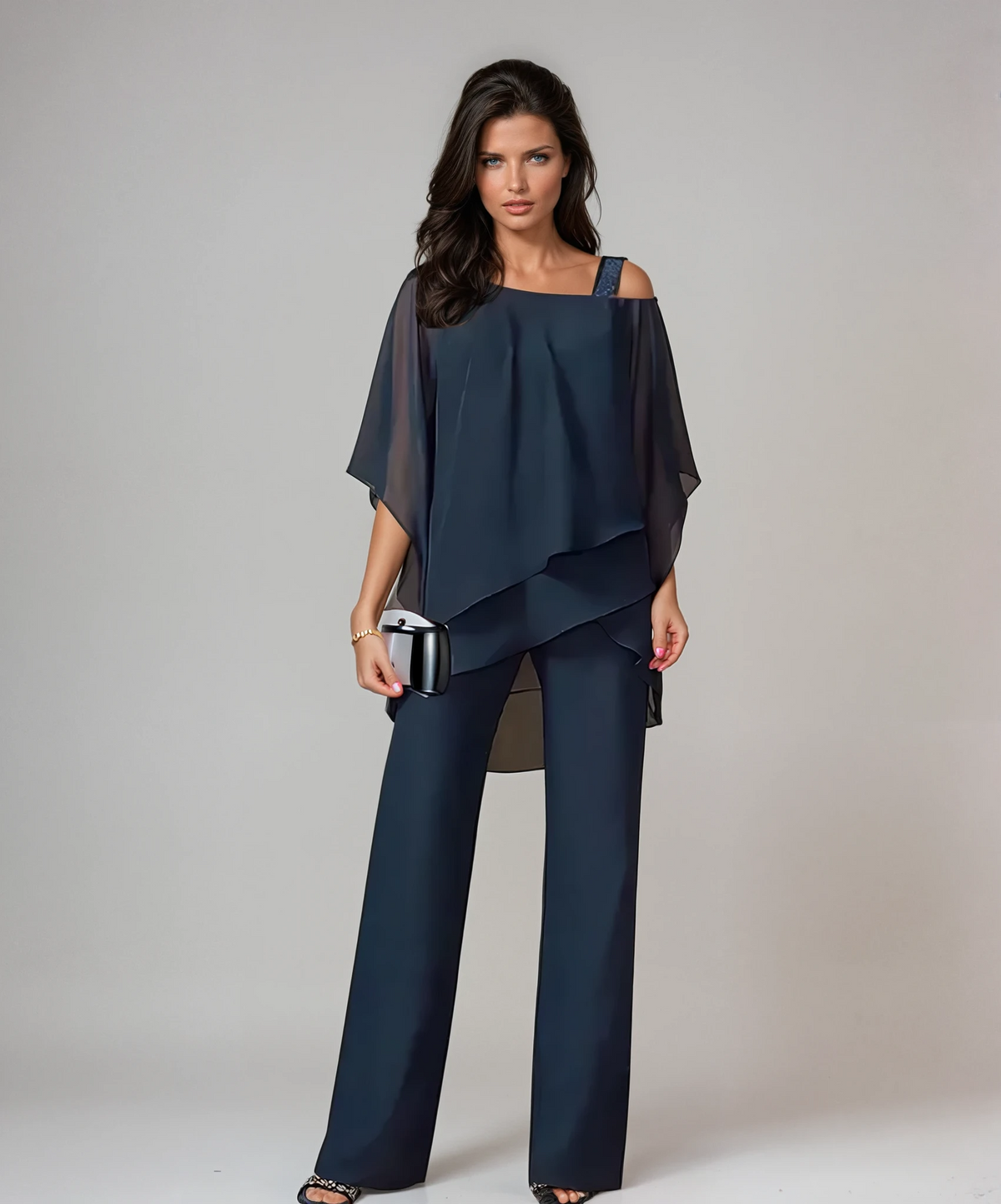 Cenna | Layered Top and Wide-Leg Pants Two-Piece Set