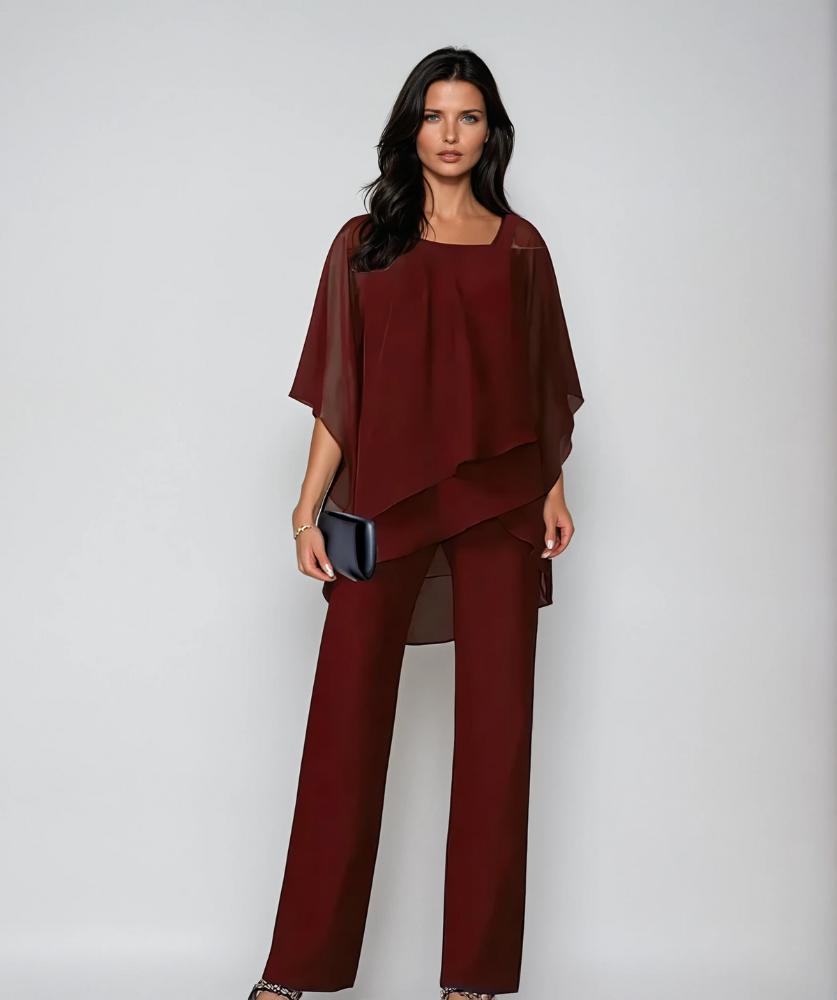 Cenna | Layered Top and Wide-Leg Pants Two-Piece Set
