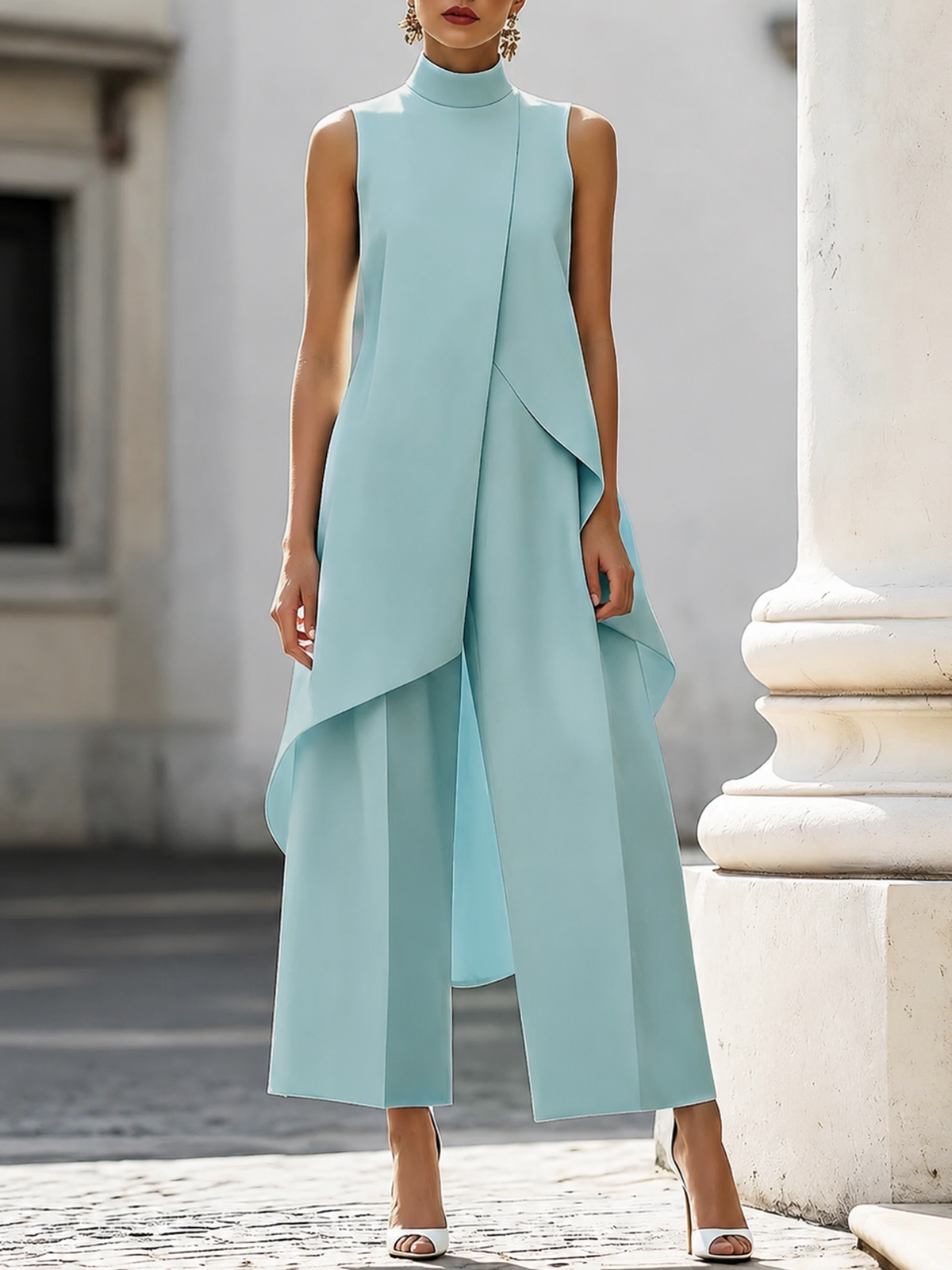 Imogen | Sculpted High-Neck Wide-Leg Jumpsuit