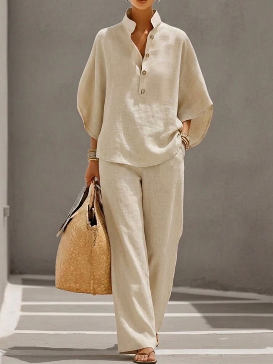 Harper | Batwing Top and Wide-Leg Pants Two-Piece Set