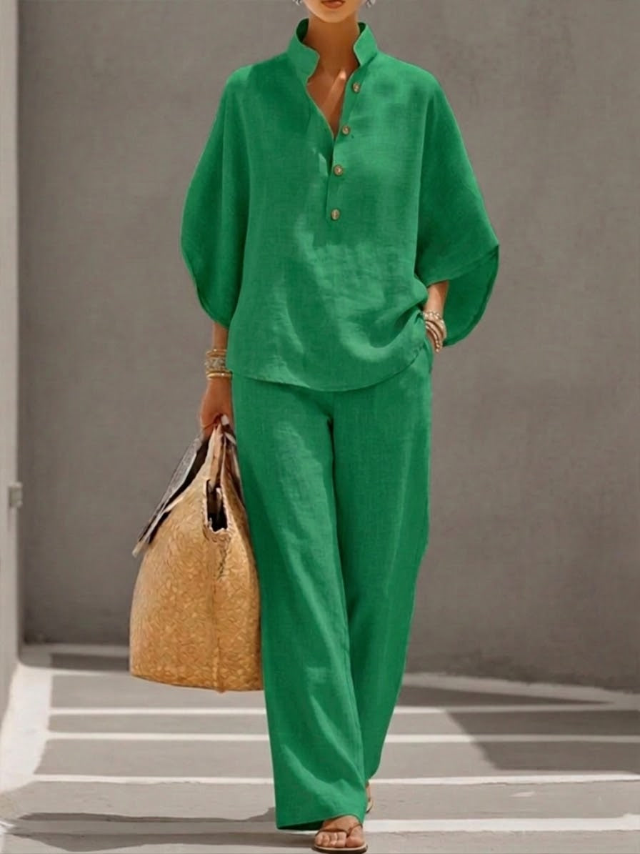 Harper | Batwing Top and Wide-Leg Pants Two-Piece Set