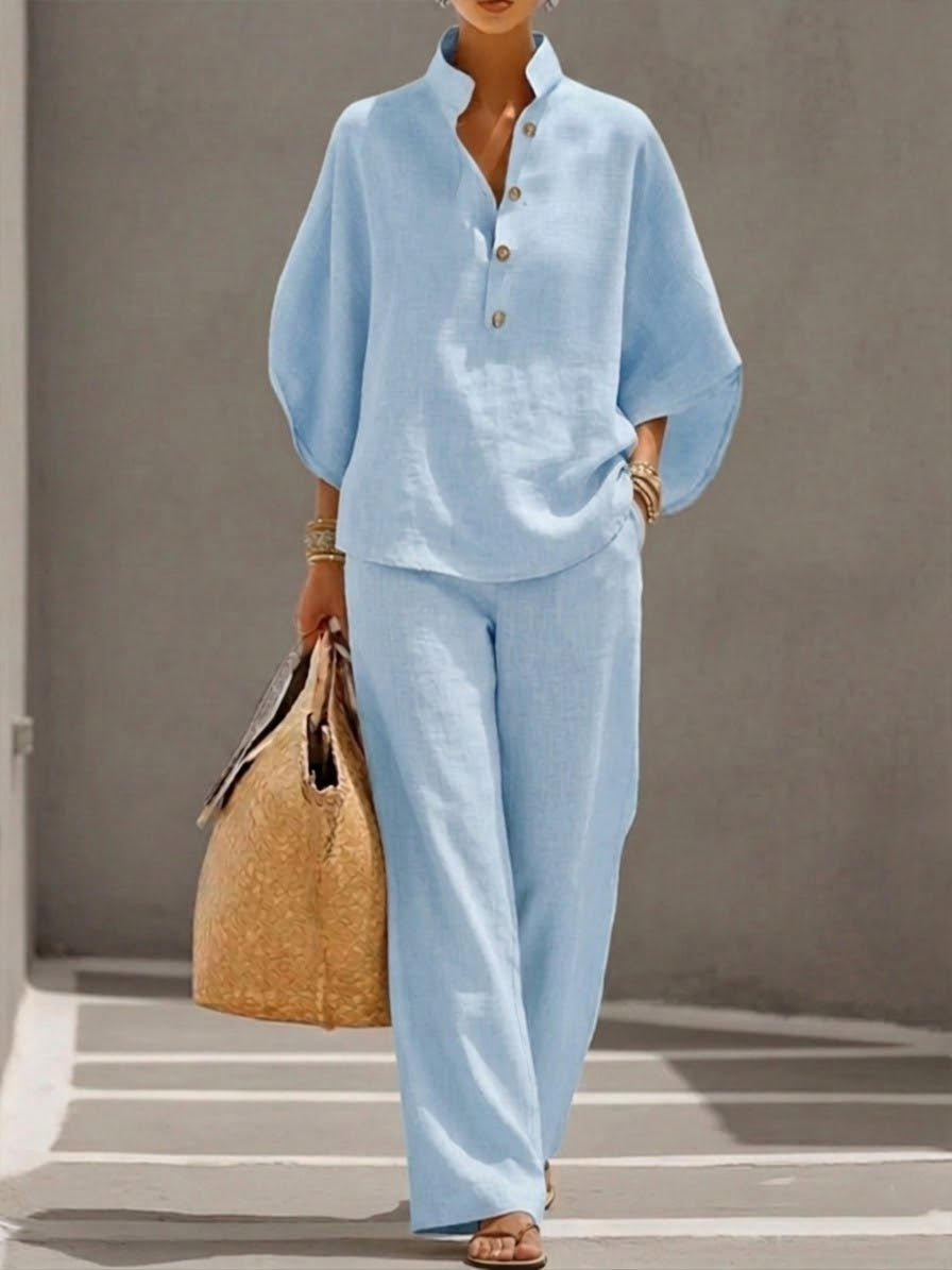 Harper | Batwing Top and Wide-Leg Pants Two-Piece Set