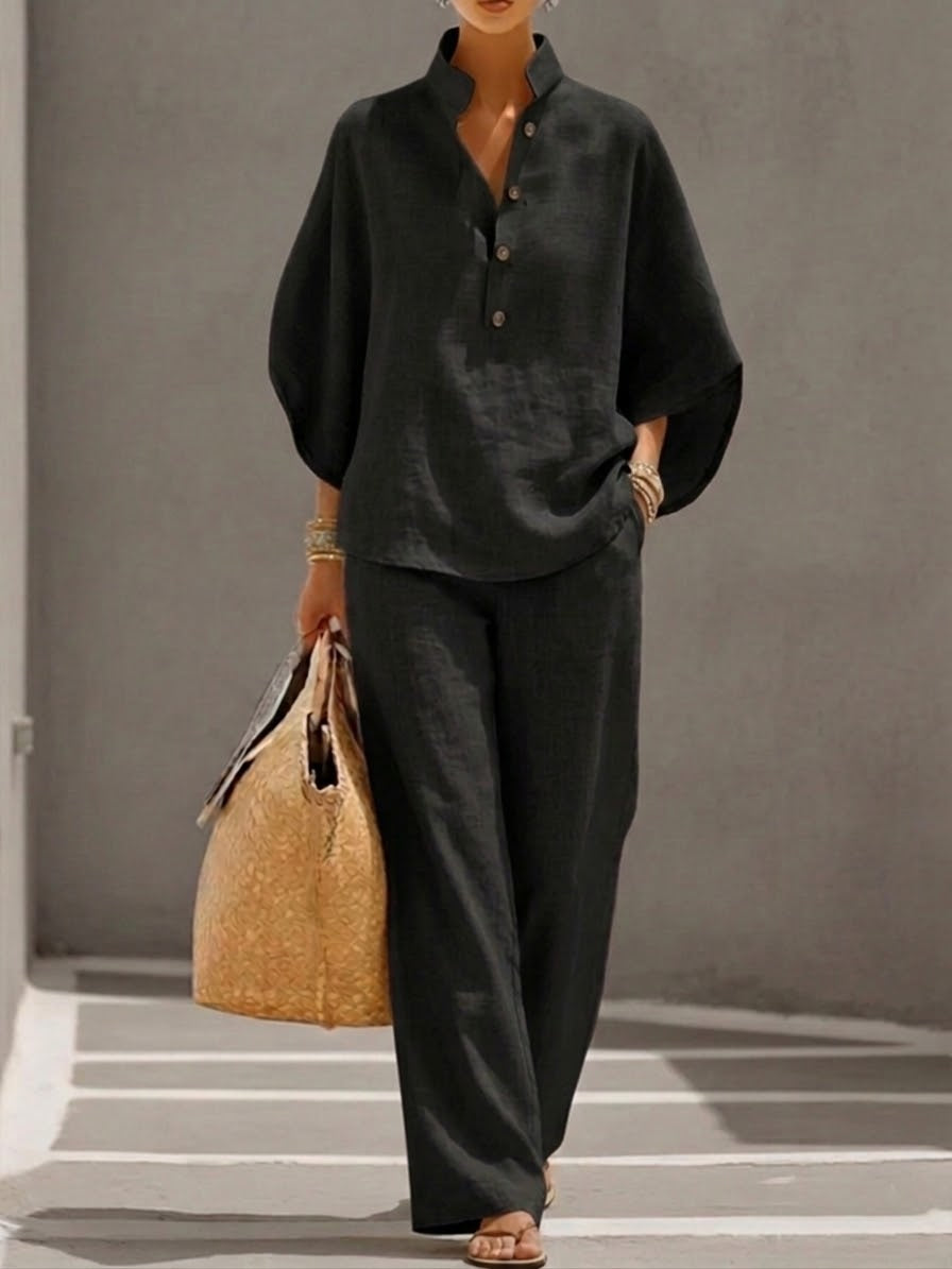 Harper | Batwing Top and Wide-Leg Pants Two-Piece Set