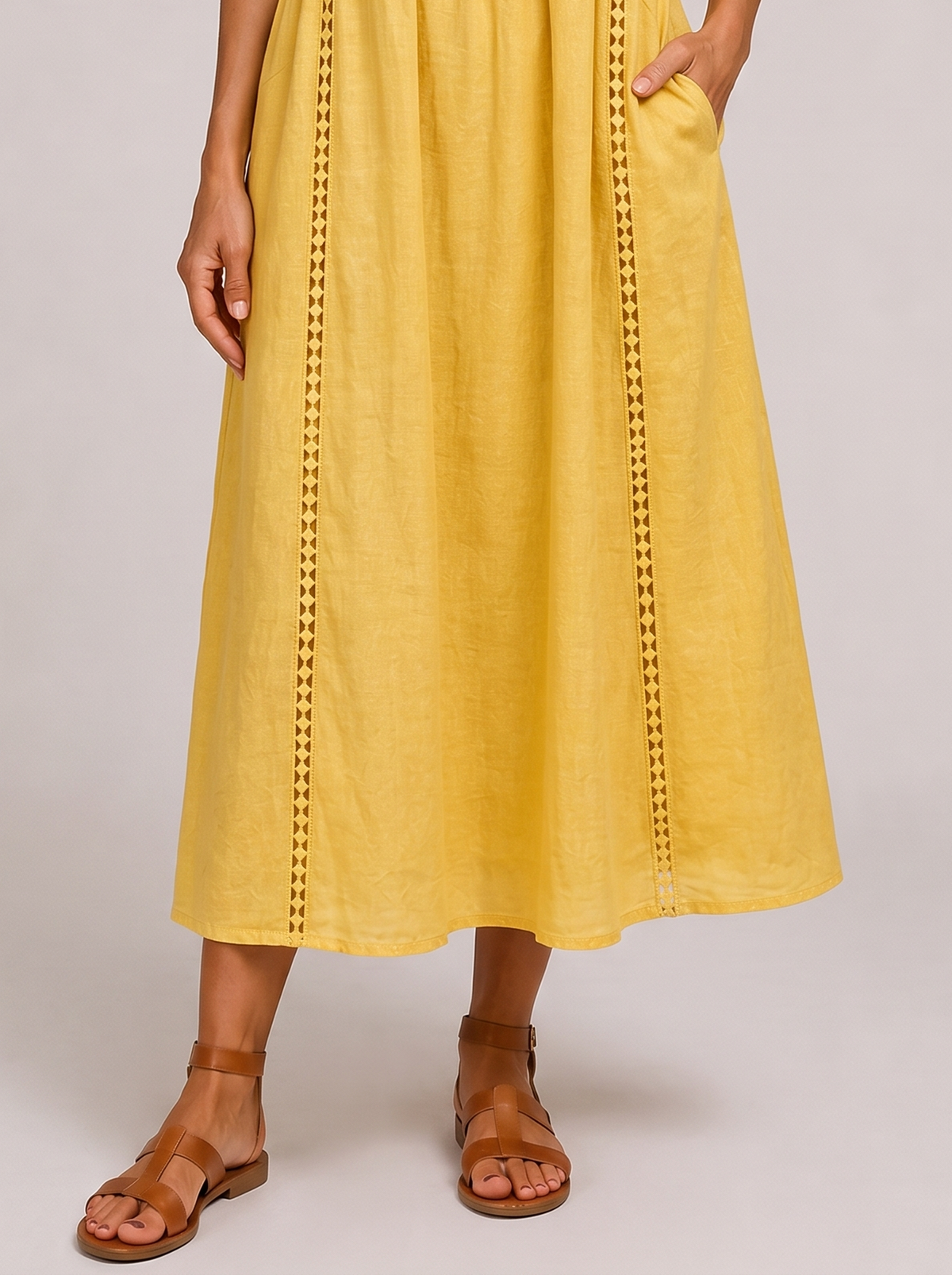 Raffaella Abito Midi Estivo Giallo zoom bottom