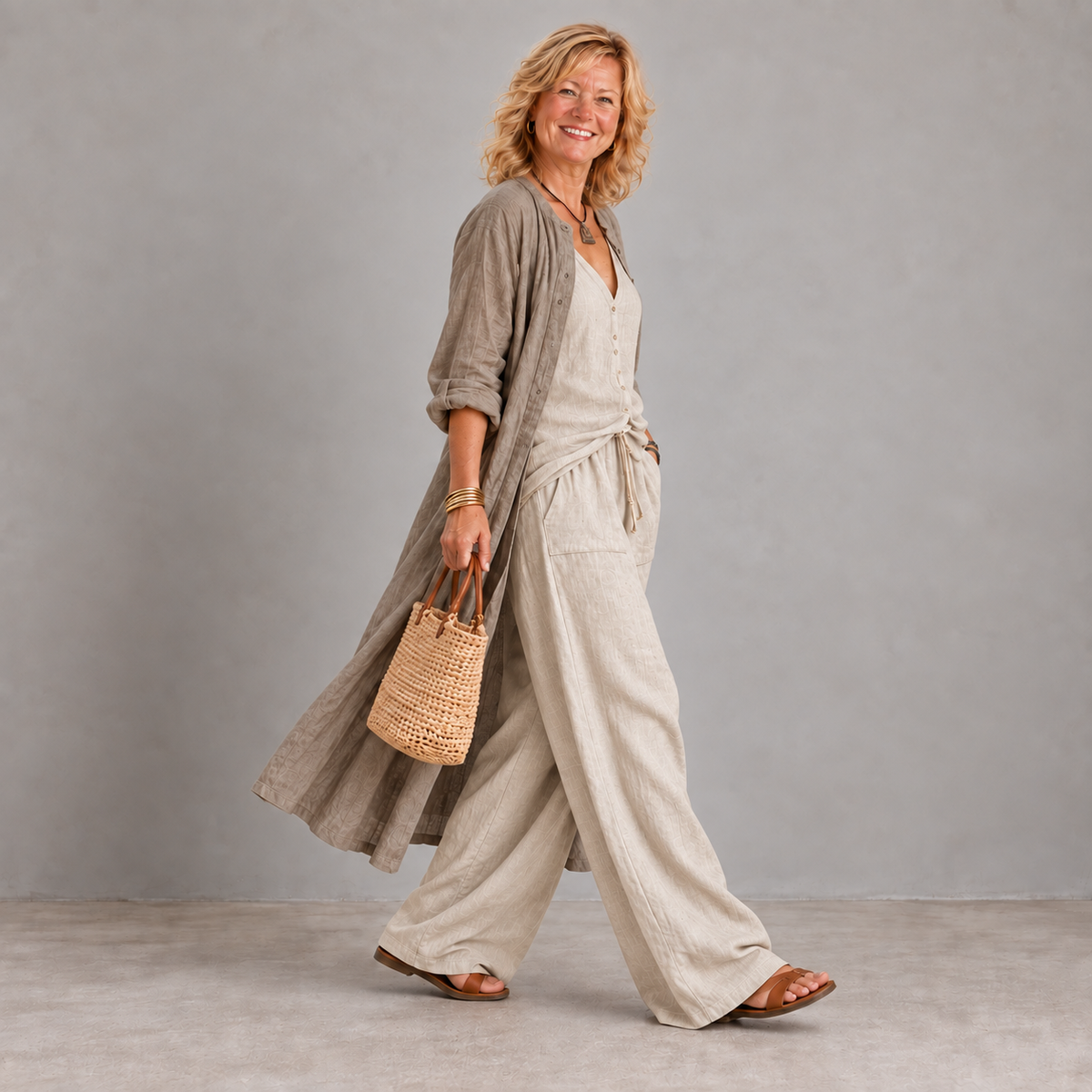 Sienna three-piece set, Beige, side view