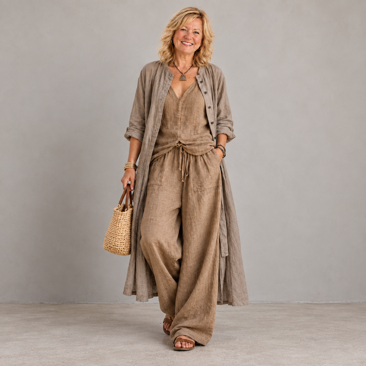 Sienna three-piece set, Brown, front view