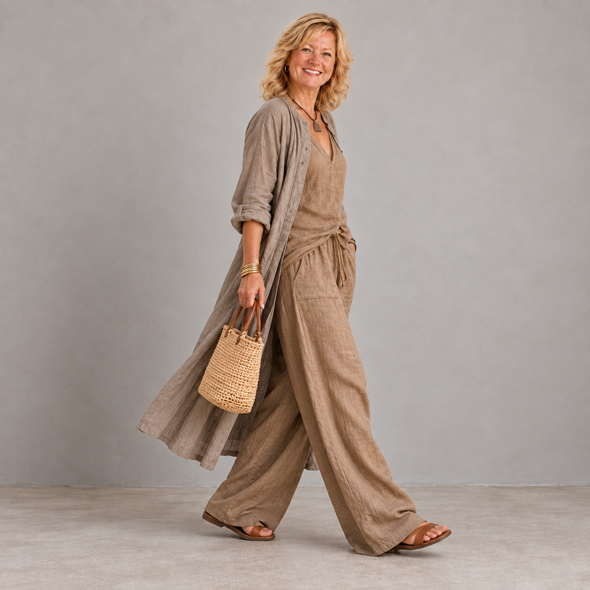 Sienna three-piece set, Brown, side view
